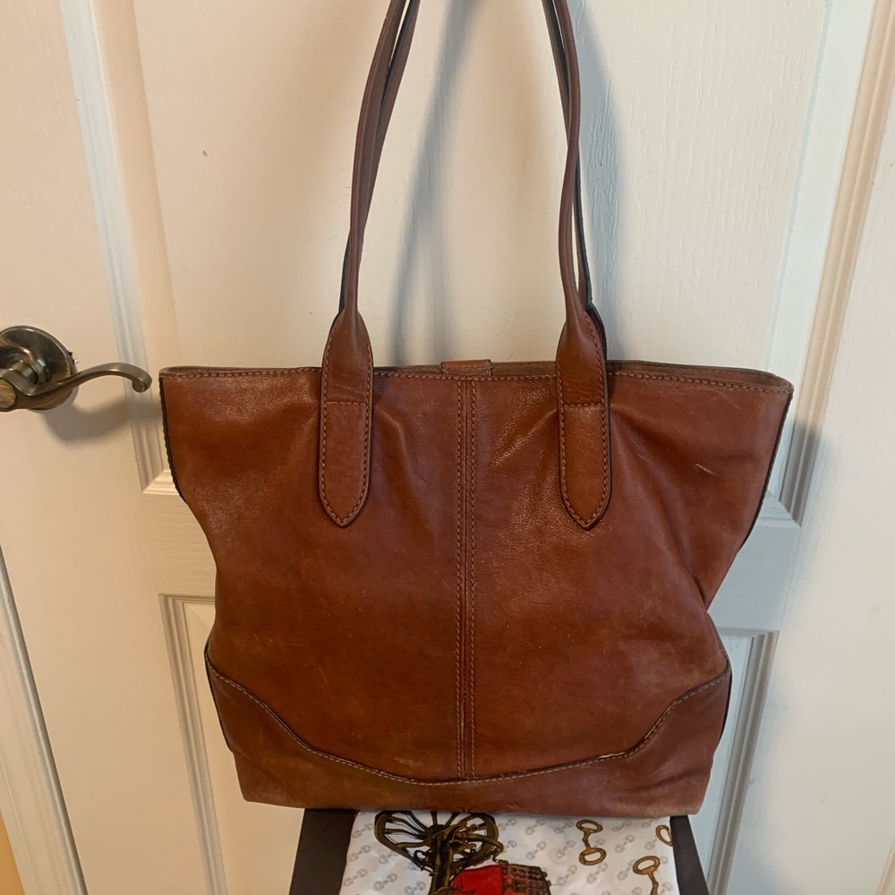 Frye cognac  Brown Leather Tote - Picture 2 of 16